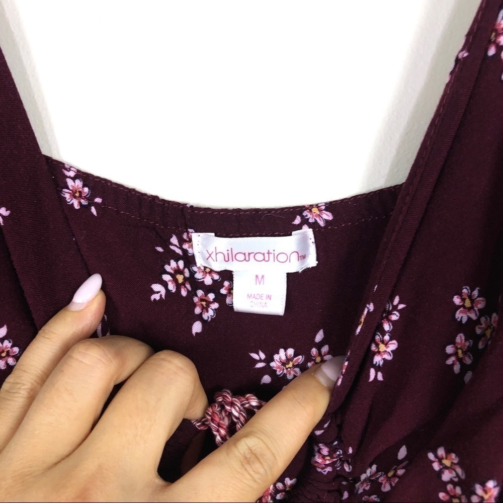 Xhilaration burgundy floral boho maxi dress - Picture 4 of 8